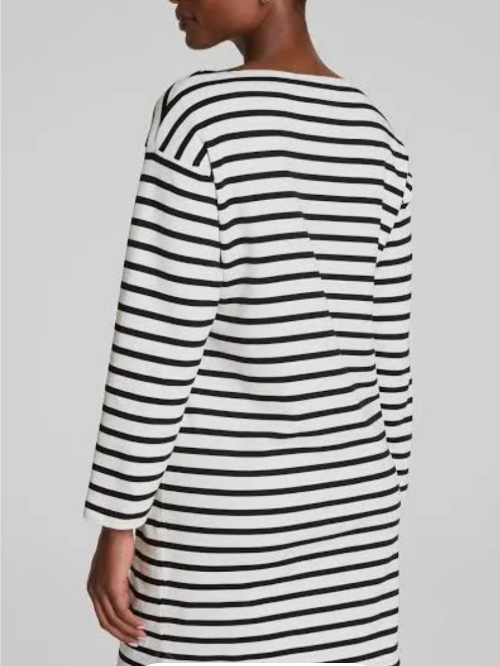 Spanx XL Striped Black & White Boatneck Mini Dress - Picture 2 of 6